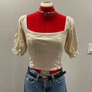 Billabong Scrunch sleeve Elegant Cream Women's Top